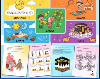 Five Pillars of Islam activity book for Kids – Simple Explanation with Pictures (Islamic Workbook)
