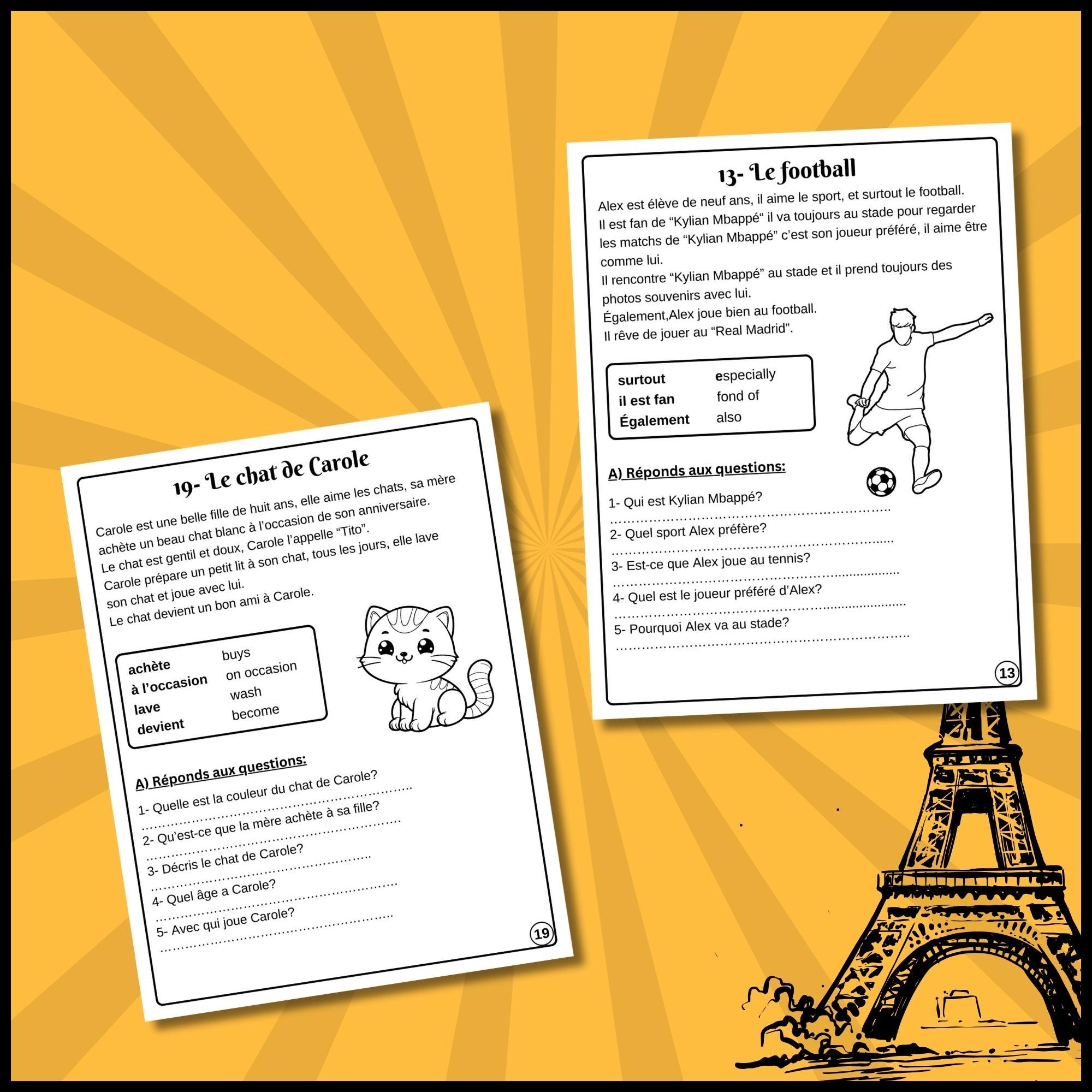 French Reading Comprehension Worksheets for Beginners | 22 Short Texts ...