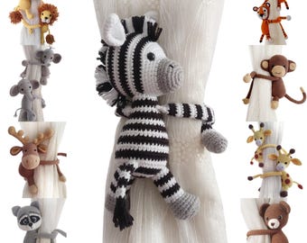 Crochet Animal Curtain Tie Back: Handmade Safari Nursery Decor