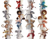 Curtain Tieback Holder Safary Nursery Decor Deer Giraffe Lion Fox Bear Elephant Dinosaur Monkey Knitting Babyshower Gift Handmade Amigurumi