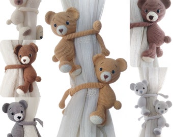 Crochet Bear Curtain Tieback: Handknit Nursery Decor, Babyshower Gift