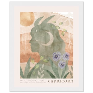 Art mural du zodiaque Capricorne | Capricorne botanique enraciné | Décoration de signe de terre pour âmes ambitieuses