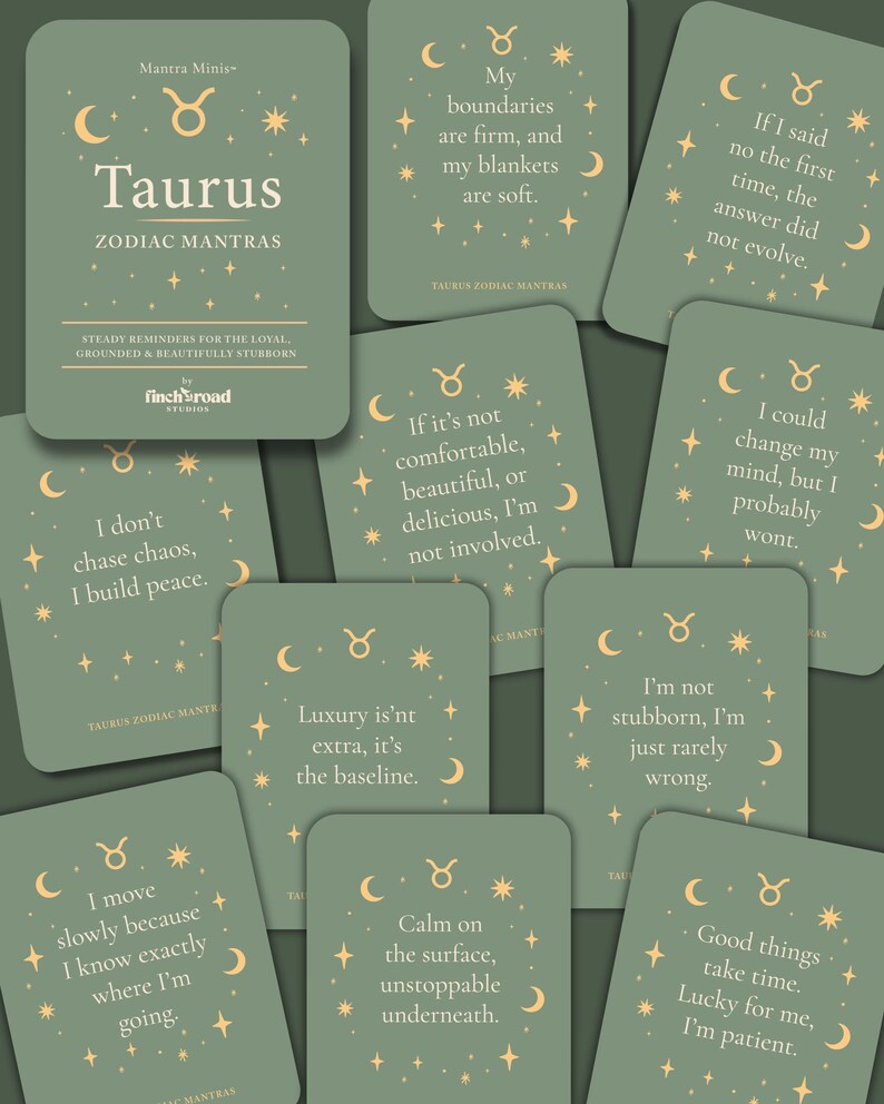 Taurus Sign Card Taurus Zodiac Mantra Cards – Affirmation Deck, Astrology Gift, Earth ...