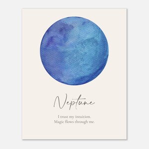 Carta de Manifestación del Espacio Sagrado de Neptuno / Intuición y Magia / Arte mural de 13x18 cm y 20x25 cm