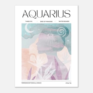 Impressão de arte personalizada do zodíaco – Arte de parede de astrologia feminina – Chakra + Flor + Símbolo – Presente de signo de nascimento – Escolha Áries para impressão de Peixes