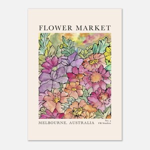 Flower Market Art Print, Flower Art, Floral Wall Decor, Flower Garden Decor Wall Art