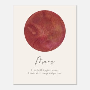 Mars Heiliger Raum Manifestation Karte | Tatkraft & Mut | 13x20cm und 20x20cm Wandkunst