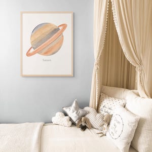 Aquarel planeet Saturnus print • Muurkunst • Celestial Home Decor • Spirituele astrologie print • Afdrukbare kinderkamer