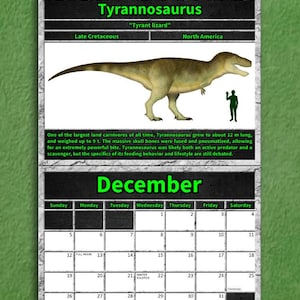 2027 Dinosaur Wall Calendar cover with original paleoart of a Tyrannosaurus rex by Total Dino