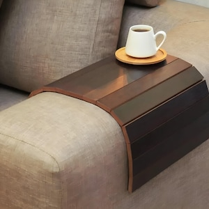 Mesa auxiliar portátil con reposabrazos para sofá de 26 x 10 pulgadas con bandeja para café y té, disponible en 5 colores