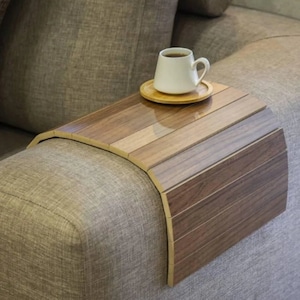 Mesa auxiliar portátil con reposabrazos para sofá de 24 x 10 pulgadas con bandeja para café y té, disponible en 5 colores