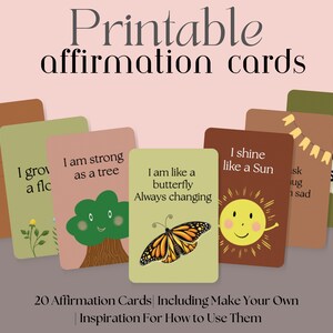 Cartões de afirmação infantil, download digital de mindfulness para crianças, mentalidade positiva, regulação de sentimentos, cartões imprimíveis