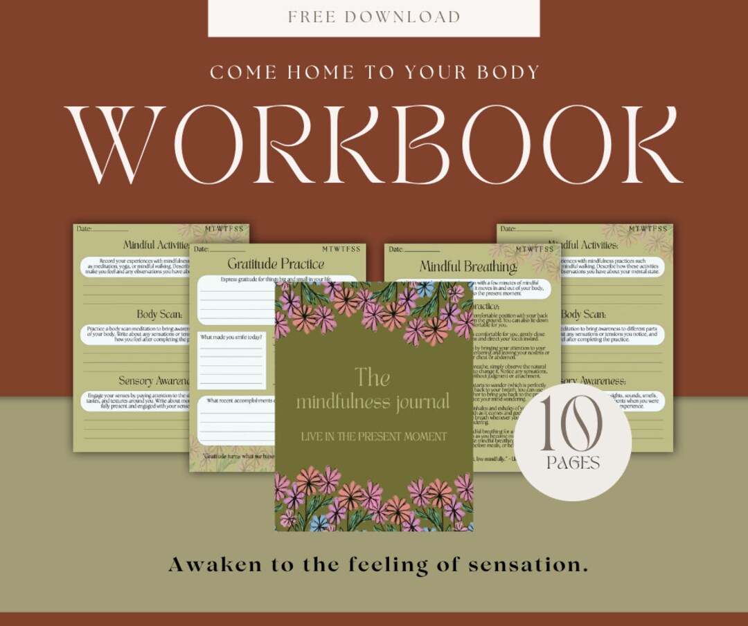 Mindfulness Journal Digital Printable Gratitude Self-care Therapy for ...