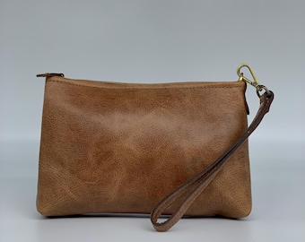 Handgelenktasche aus Büffelleder