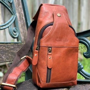 Borsa a tracolla in pelle fatta a mano, borsa unisex da petto, borsa a tracolla in pelle resistente, borsa a tracolla in pelle, borsa da petto in pelle per tutti i giorni