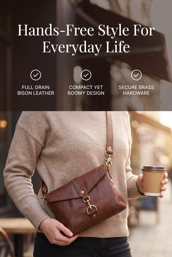 Bison Leather Sling Bag for women –  Crossbody Messenger with Adjustable Strap