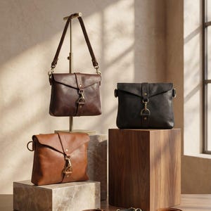 Bison Leather Sling Bag for women – Crossbody Messenger with Adjustable Strap image 13