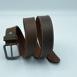 Echter Vollnarbenleder-Herrengürtel, Crazy Horse Brown Wasserbüffel-Ledergürtel, rustikaler Ledergürtel, Premium-Ledergürtel