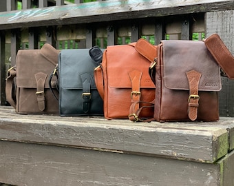 Full Grain Leather Crossbody Bag, Handmade Minimalist Shoulder Bag