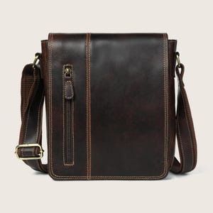 Handmade Hunter Buffalo Leather Crossbody Bag, Vintage Travel Sling