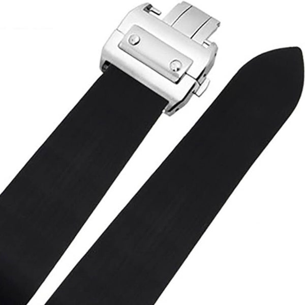 25MM Rubber Waterproof Watch Strap Band  for Cartier Santos 100 W2020007 Silicone Strap Folding Buckle