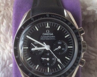 Cinturino per orologio in tela di vela in caucciù nero per Omega Speedmaster