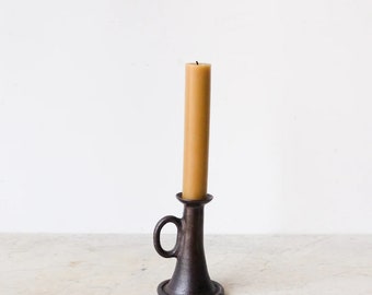 Stoneware Candlestick With Beeswax Taper