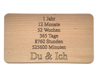Cartello in legno per anniversario: regalo personalizzato per lui/lei con incisione. Un regalo per festeggiare un anno di relazione con il tuo partner, la tua ragazza o il tuo ragazzo.