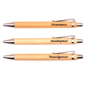 Ballpoint pen personalized with your desired text from 1 piece - Pen with engraving / Ballpoint pen with black refill without plastic made of bamboo
