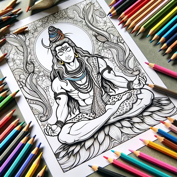 Hindu Gods Coloring Pages - Digital Download - Shiva, Krishna, Parvati, Lakshmi, Ganesh - Printable Adult Coloring Book PDF