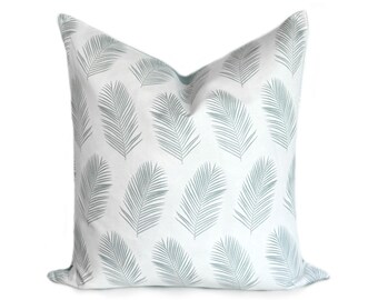 Southern Coastal Blue Linen Pillow Cover: Brass Zipper Beach House Decor