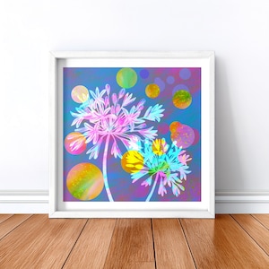 Agaplanet - poster artistico di fiori di agapanto e colori vivaci