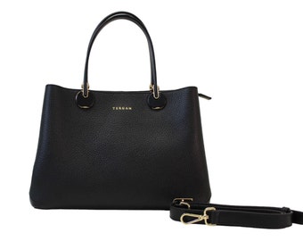 Women's genuine leather bag with long strap