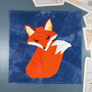 10" & 12" FPP Mr Fox Quilt Block Pattern: Foundation Paper Piecing (PDF Download)