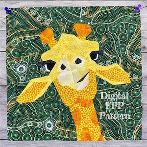 10" & 12" FPP Goofy Giraffe Quilt Block Pattern: Foundation Paper Piecing (PDF Download)