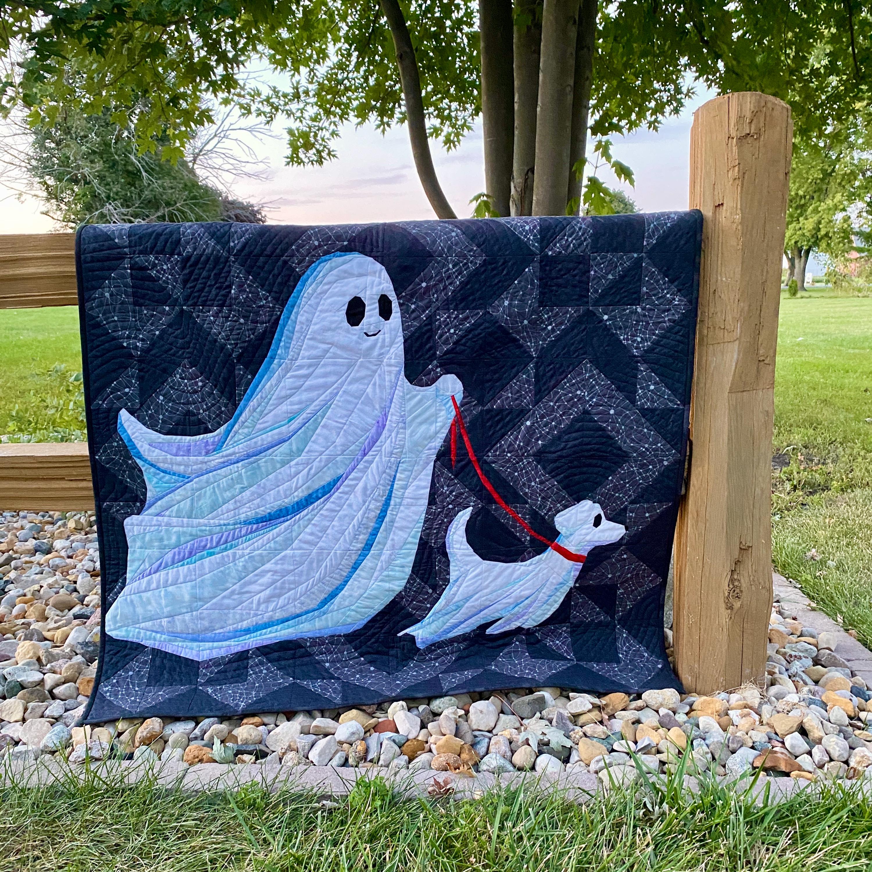 GARA × blackmeans QUILT STOLE On a Midnight Stroll Ghost FPP Quilt Pattern: Foundation Paper