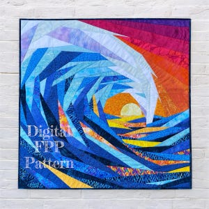 30" & 20" FPP Ocean Sunset Quilt Pattern: Foundation Paper Piecing Wall Hanging (PDF Download)