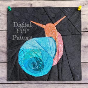 8" 10" 12" FPP Sunny Snail Quilt Block Pattern: Foundation Paper Piecing (PDF Download)