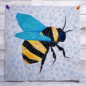 PDF 8 "10 "12" quadratische Bumble Bee FPP Quilt Block Pattern Foundation Papier Zusammennähen
