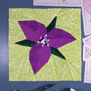 8” 10" 12" FPP Trillium Flower Quilt Block Pattern: Foundation Paper Piecing (PDF Download)