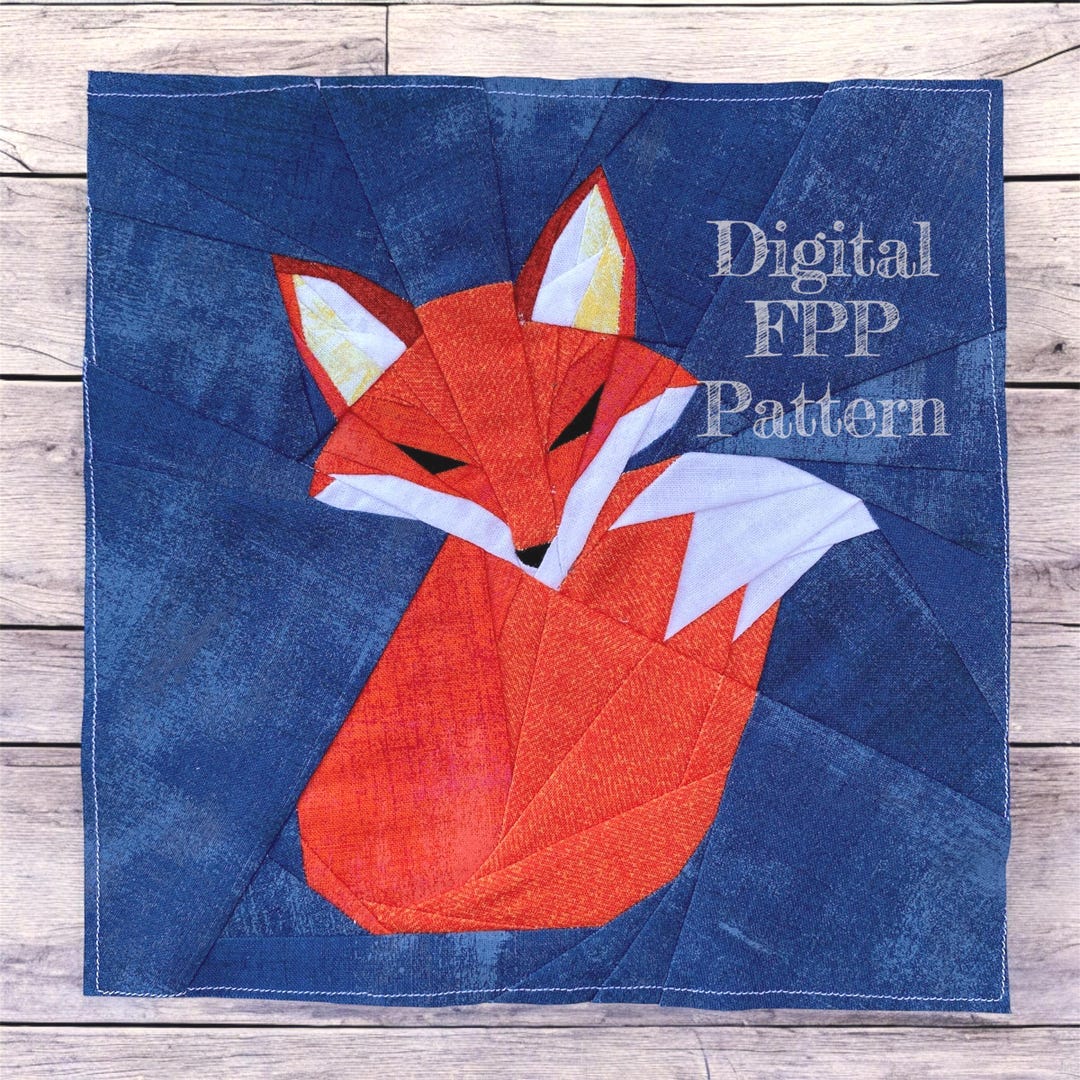 10" & 12" FPP Mr Fox Quilt Block Pattern: Foundation Paper Piecing (PDF ...