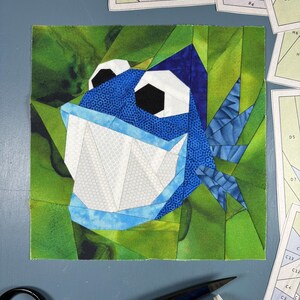 8" 10" 12" FPP Piranha Fisch Quiltblockmuster: Foundation Paper Piecing (PDF-Download)