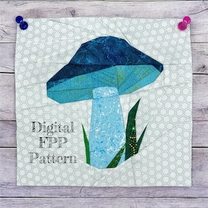 6&quot; 8&quot; 10&quot; 12&quot; FPP Magic Mushroom Quilt Block Pattern: Foundation Paper Piecing (PDF Download)