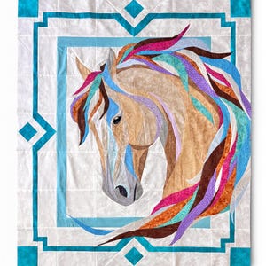42"x49" FPP Colors of the Wind Horse Quilt Pattern: Foundation Paper Piecing, Crib Size (PDF Download)