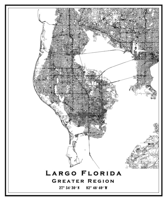 Largo Florida Map Largo Florida, Minimal Art Map With A Colorful Icon