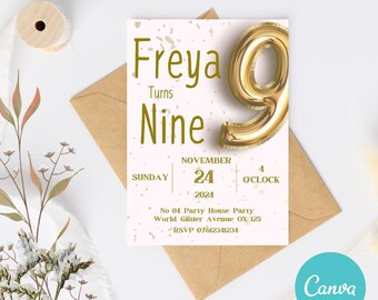 Glitter Birthday Invitation Shining Shimmer Birthday Invitation Digital Sharable Invite Golden Birthday Invitation Unisex Birthday Invites