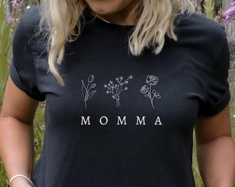 Wildflower Mom Shirt, Floral Mama Tee, Botanical Mother’s Day Gift