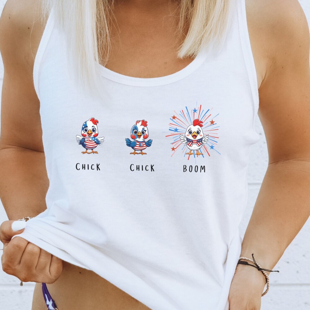 Patriotic Chicken Tank Top, Funny Chicken Tank Top, 4Th Of July Chicken Shirt, Independence Day Chicken Tank Top, Chicken Lover Gift For 4Th Livingmall