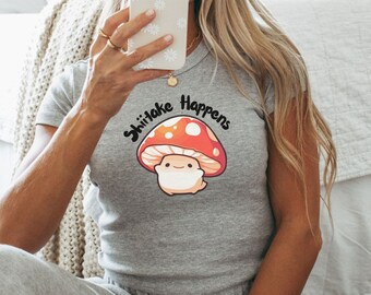 Retro Mushroom Baby Tee, Shiitake Happens Y2K Top