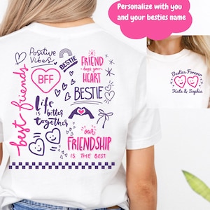 Personalized Best Friend Shirt, Custom BFF T-Shirt, Cute Matching Besties Tee, Aesthetic Bestie Gift, Trendy Y2K Shirt